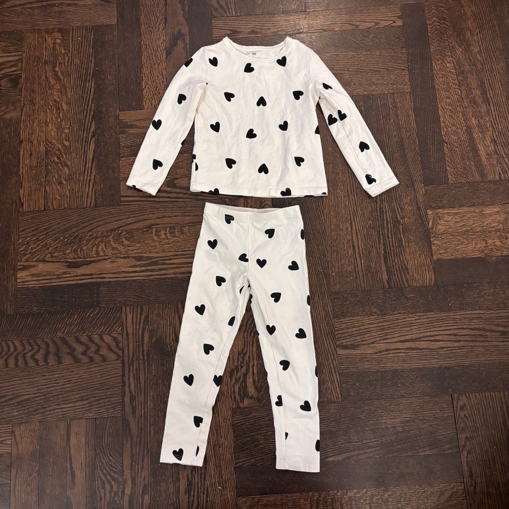 H&M Girls Cotton Shirt and Leggings Set 5T/6
